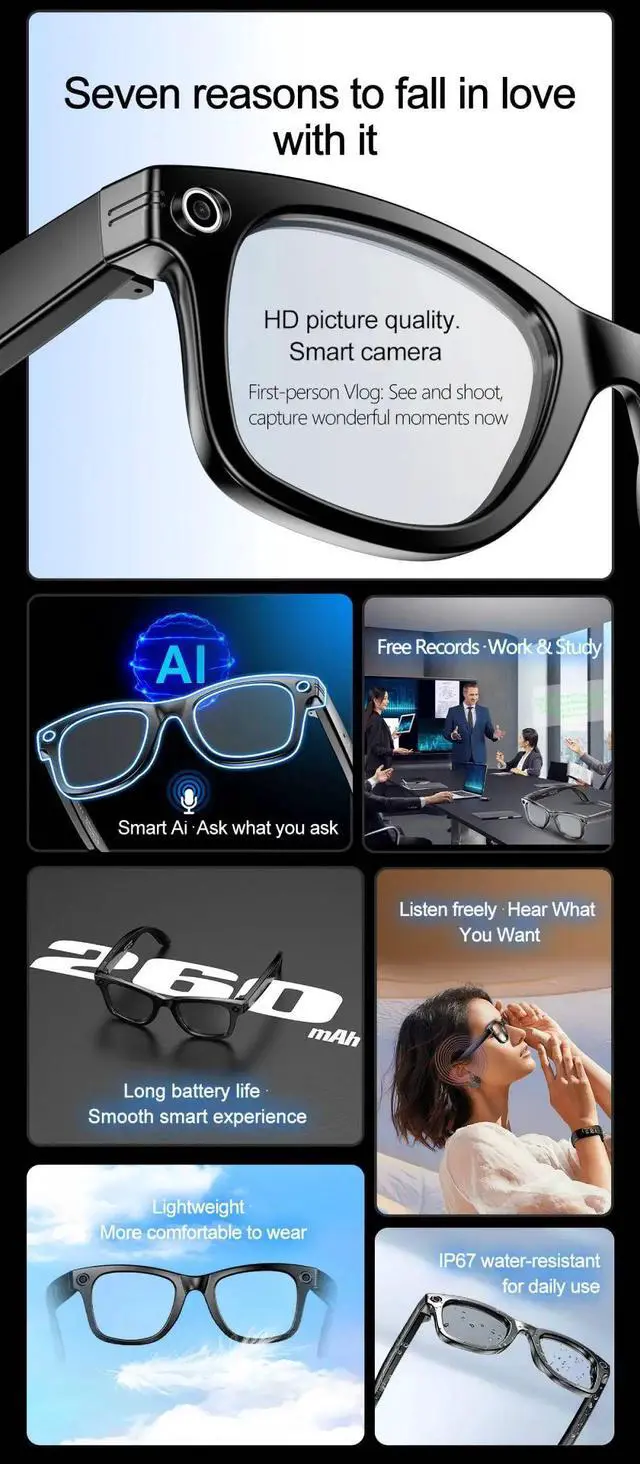Alt view image 2 of 7 - 2025 New AI Photography Video Smart Glasses Intelligent Inte