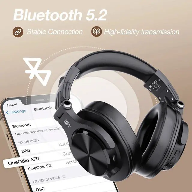 Alt view image 5 of 7 - Oneodio Fusion A70 Bluetooth 5.2 Headphones Hi-Res Audio Ove