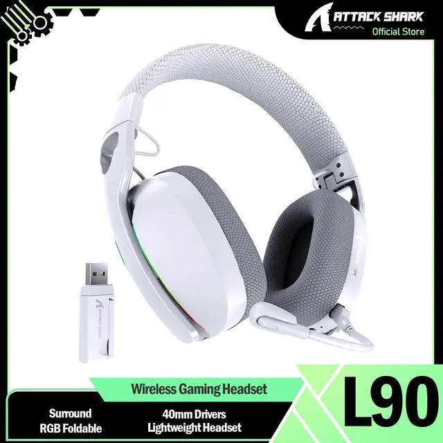 Alt view image 7 of 7 - ATTA SHARK L90 Ultralight Wireless Gaming Headset, BT, 2.4G,