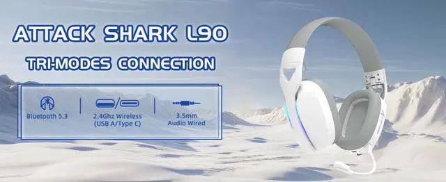 Main image of ATTA SHARK L90 Ultralight Wireless Gaming Headset, BT, 2.4G,