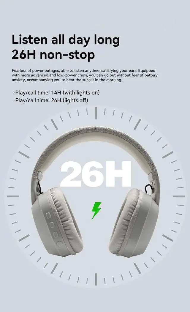 Alt view image 4 of 7 - B500 Over Ear Headset Bluetooth5.4 Wireless Stereo Gaming Ea