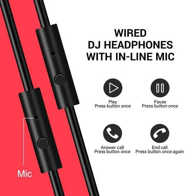 Alt view image 4 of 7 - Oneodio Wired Over Ear Headphone With Mic Studio DJ Headphon