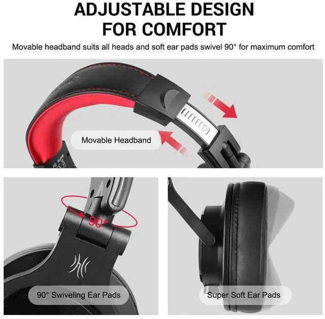 Alt view image 3 of 7 - Oneodio Wired Over Ear Headphone With Mic Studio DJ Headphon