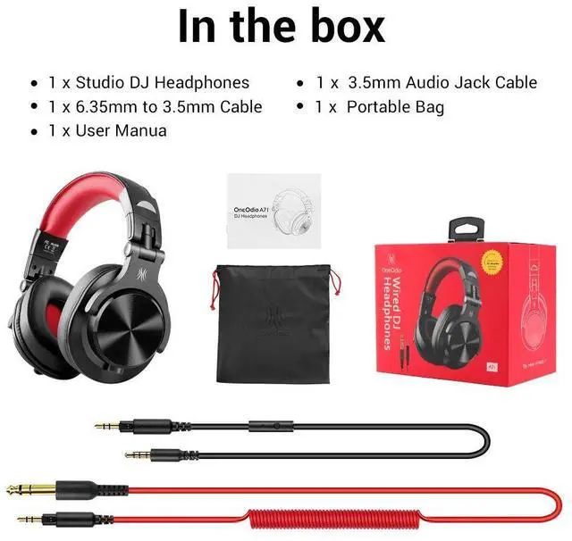 Alt view image 7 of 7 - Oneodio Wired Over Ear Headphone With Mic Studio DJ Headphon