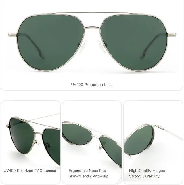 Alt view image 4 of 6 - ZENOTTIC XL Size Fashion Aviator Prescription Sunglasses for