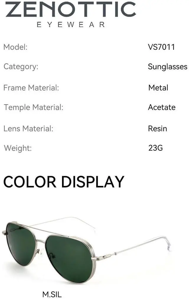 Alt view image 2 of 6 - ZENOTTIC XL Size Fashion Aviator Prescription Sunglasses for