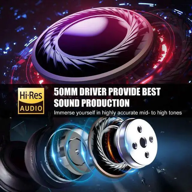 Alt view image 4 of 7 - Oneodio Wired Professional Studio Pro 50 DJ Headphones With