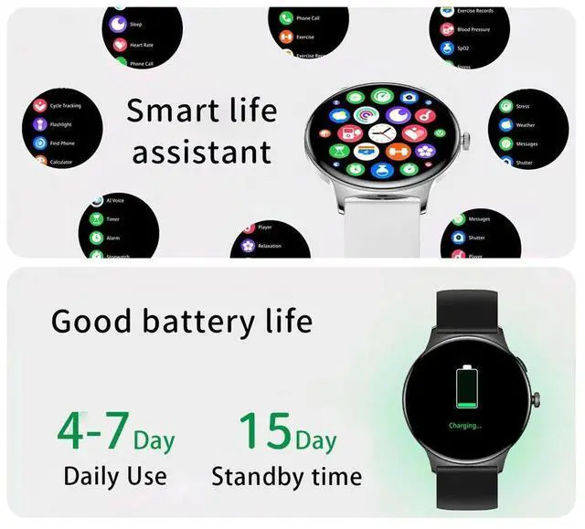 Alt view image 3 of 7 - LIGE AMOLED Screen Healt Smart Watch Women Sports Fitness Wa