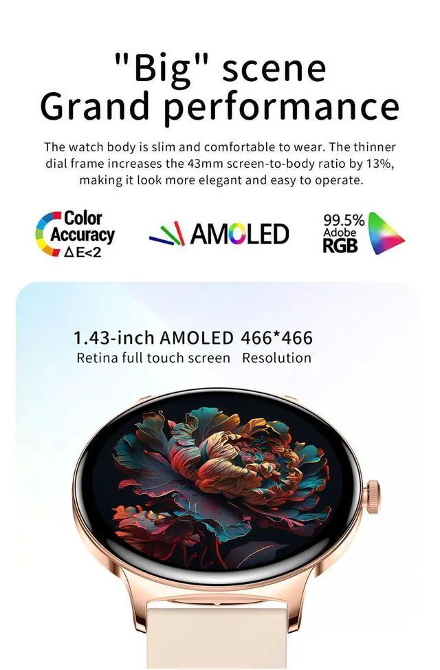 Alt view image 5 of 7 - LIGE AMOLED Screen Healt Smart Watch Women Sports Fitness Wa