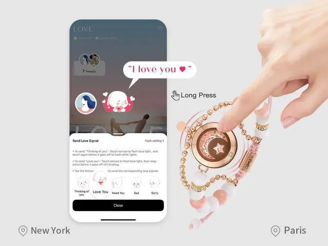 Alt view image 6 of 7 - Totwoo Touch Smart Beaded Bracelets for Couple Emotional Blu