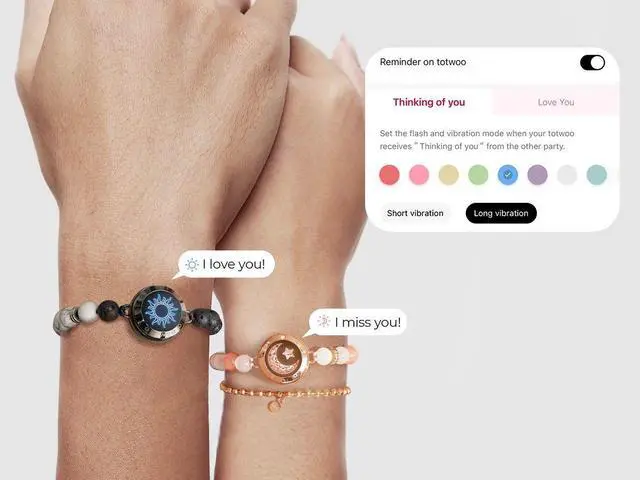 Alt view image 7 of 7 - Totwoo Touch Smart Beaded Bracelets for Couple Emotional Blu