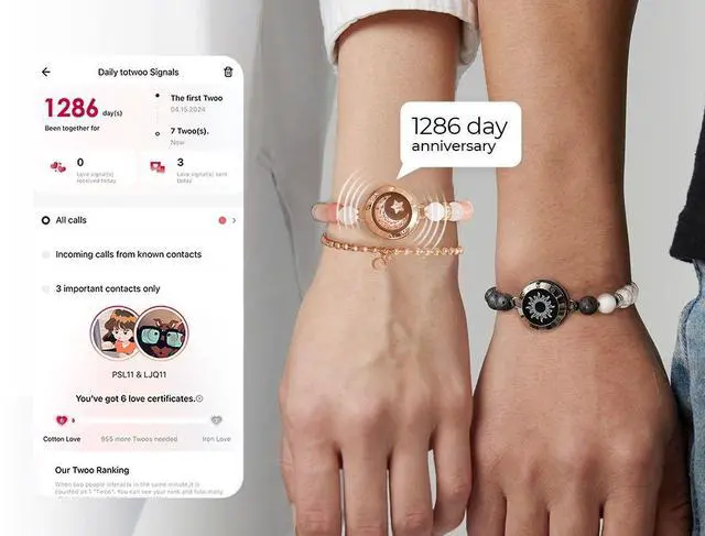 Alt view image 4 of 7 - Totwoo Touch Smart Beaded Bracelets for Couple Emotional Blu