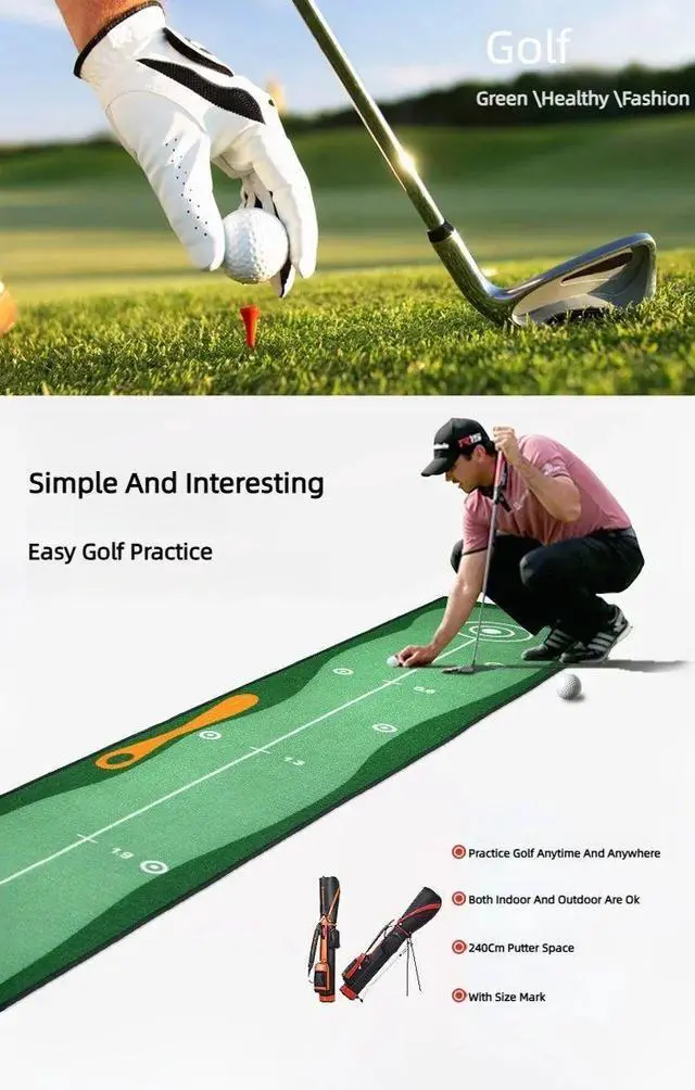 Alt view image 2 of 7 - Golf Carpet Putting Mat Indoor Outdoor Training Putting Prac