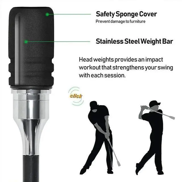 Alt view image 6 of 7 - PGM Golf Swing Trainer Black Indoor and Outdoor Practice Sti