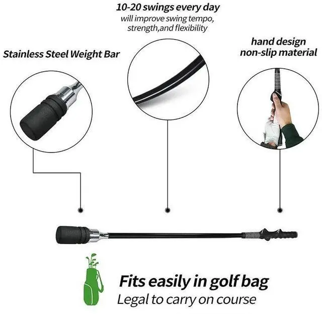 Alt view image 3 of 7 - PGM Golf Swing Trainer Black Indoor and Outdoor Practice Sti