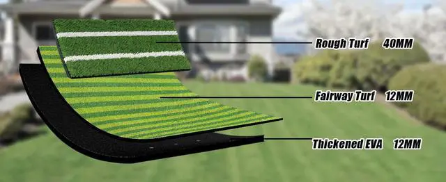 Alt view image 3 of 7 - 5x4ft Thickened Golf Hitting Mat Indoor & Outdoor, Premium D