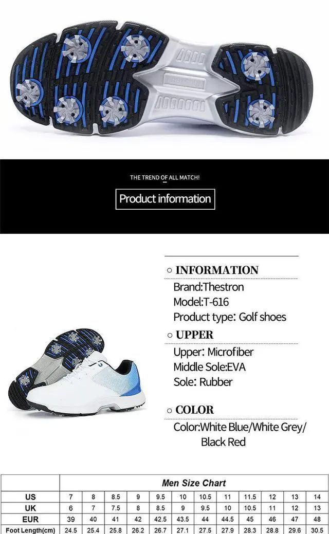 Alt view image 7 of 7 - Professional Spikes Golf Shoes Men Leather Waterproof Golf S