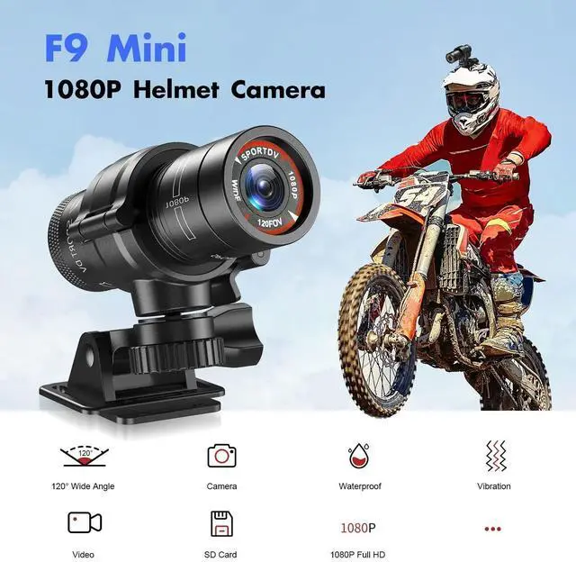 Alt view image 2 of 7 - F9 Action Camera HD 1080P Bike Motorcycle Helmet Camera Outd