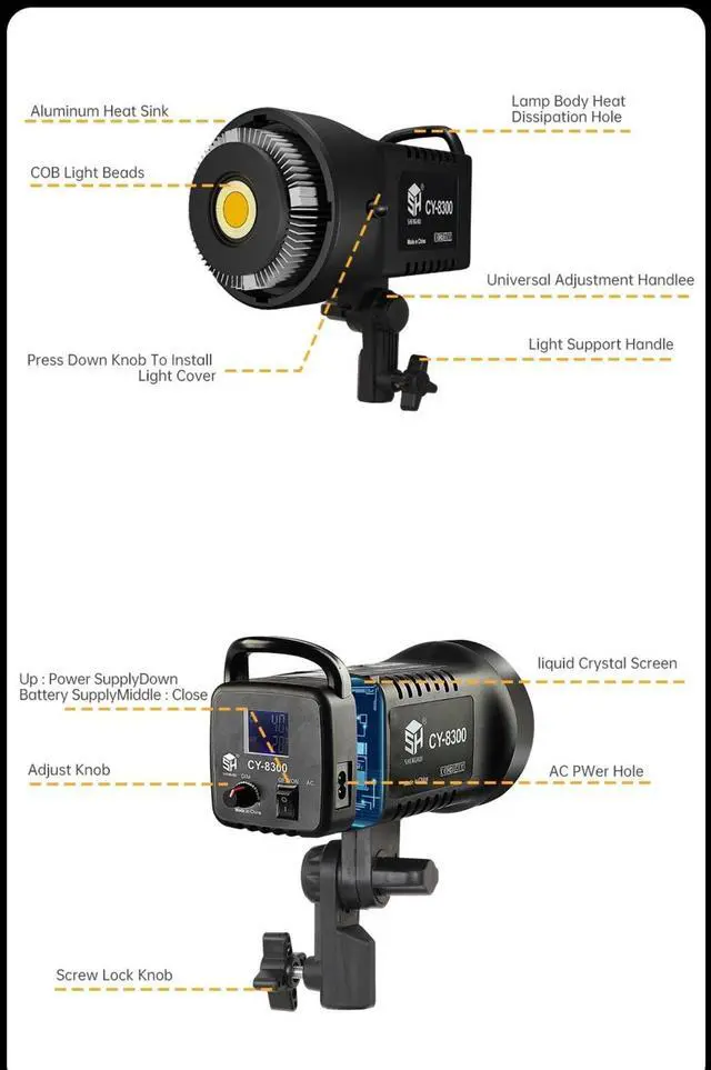 Alt view image 3 of 7 - 100W/115W Bowens COB Photography Light Kit 2M Tripod Photogr