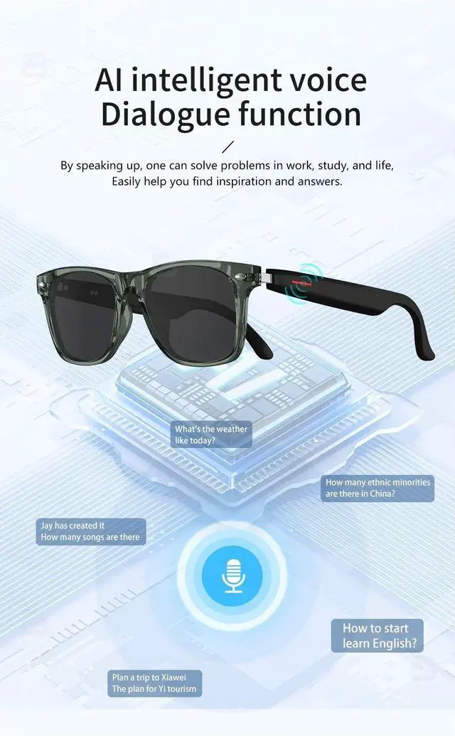 Alt view image 6 of 7 - Smart Glasses 144 AI Languages Translator Chat Intelligent B