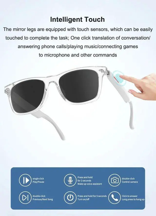 Alt view image 3 of 7 - Translator Glasses AI 144 Languages Bluetooth Translation Su
