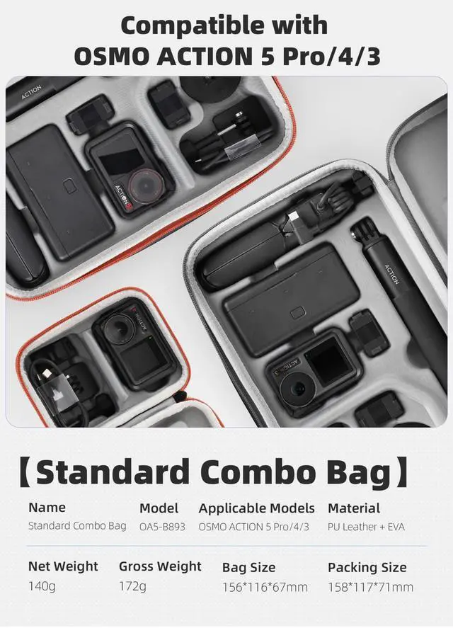 Alt view image 2 of 7 - Portable Storage Case for DJI Osmo Action 5 Pro/4/3 Travel B