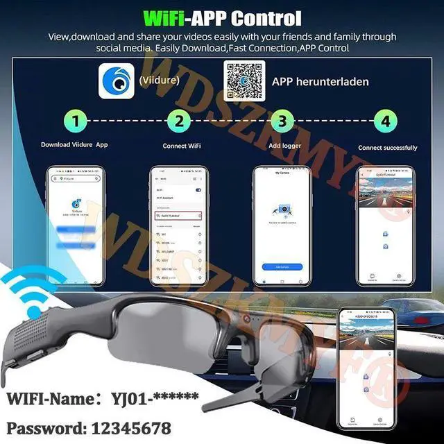 Alt view image 4 of 7 - WIFI 1080P HD Video Glasses, Outdoor Sports DV Camera, Smart