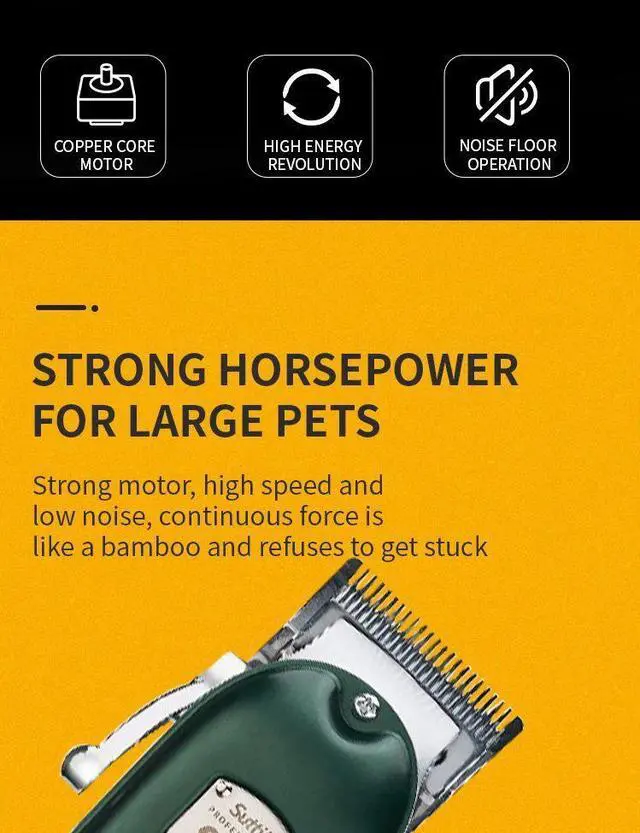 Alt view image 7 of 7 - Professional Dog Hair Clipper All Metal Rechargeable Pet Tri