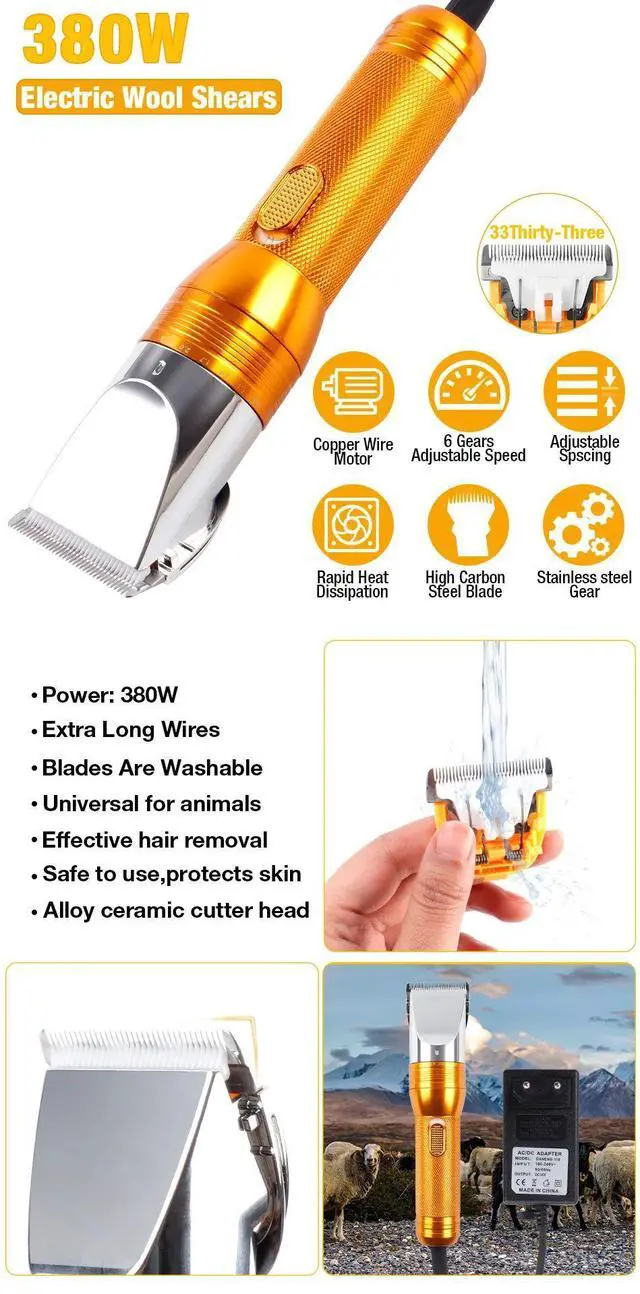 Alt view image 3 of 7 - 380W Cashmere Goat Shearer 12V Cordless Household Pet (Cat