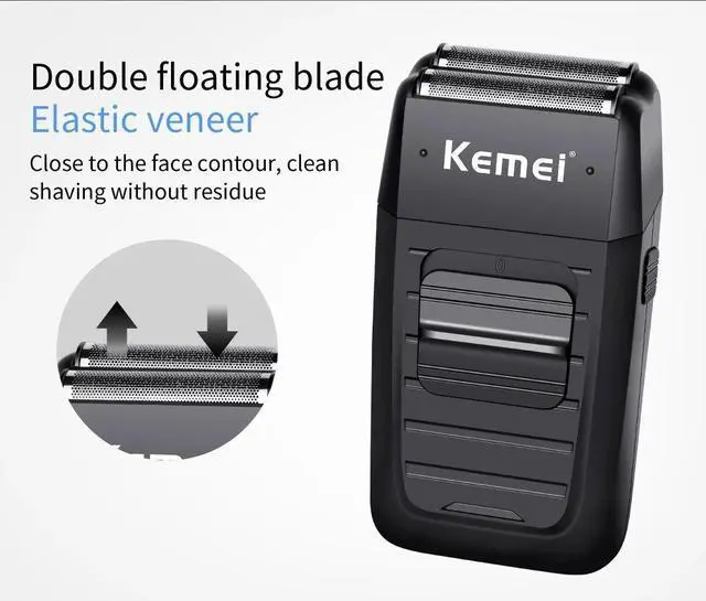 Alt view image 4 of 7 - Kemei Rechargeable Cordless Shaver for Men Twin Blade Recipr