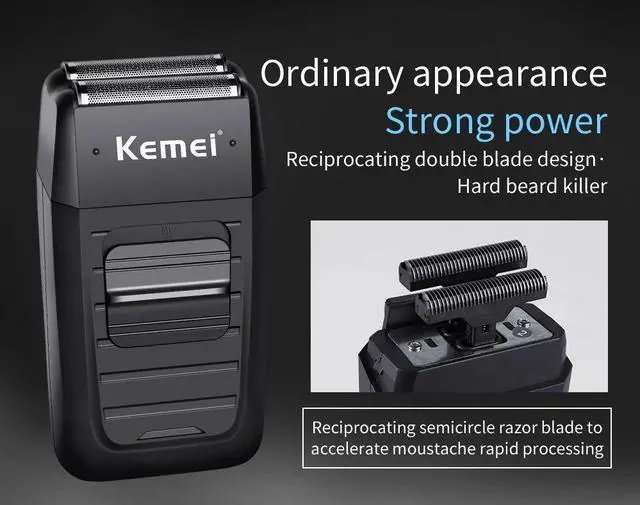 Alt view image 3 of 7 - Kemei Rechargeable Cordless Shaver for Men Twin Blade Recipr