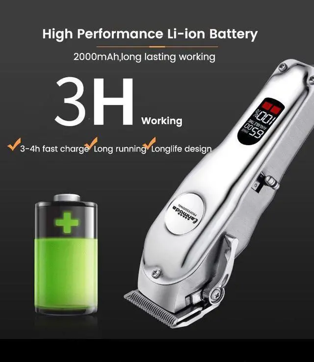 Alt view image 7 of 7 - Professional Dog Hair Clipper All Metal Rechargeable Pet Tri