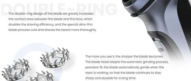 Alt view image 2 of 7 - SEJOY Rechargeable Wet & Dry Use Electric Shaver Pop-up Hair