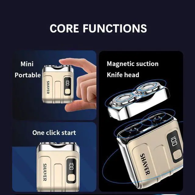 Alt view image 2 of 7 - Travel Electric Shaver For Men Double Floating Magnetic Blad