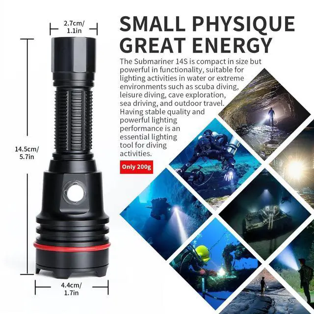 Alt view image 2 of 7 - Diving Flashlight 2000Lumens Dive Light with 6 Modes 120m U