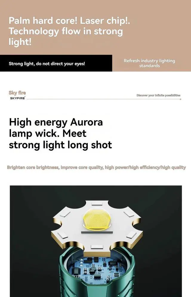 Alt view image 3 of 7 - High Power LED Strong Light Flashlight Laser Camping Spotlig