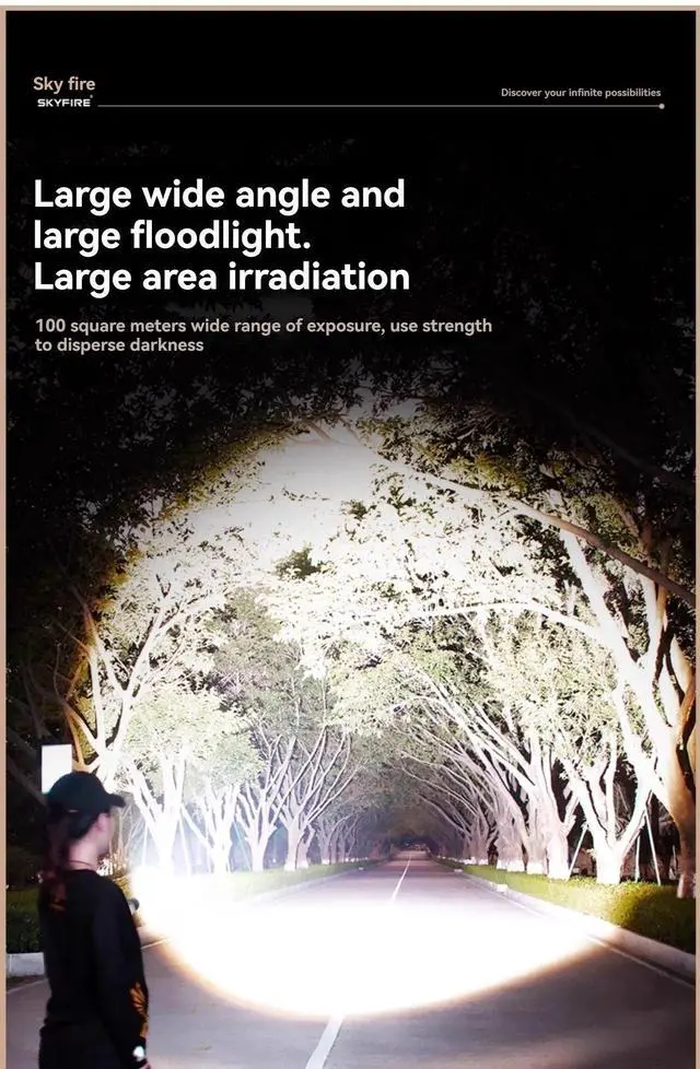 Alt view image 4 of 7 - High Power LED Strong Light Flashlight Laser Camping Spotlig