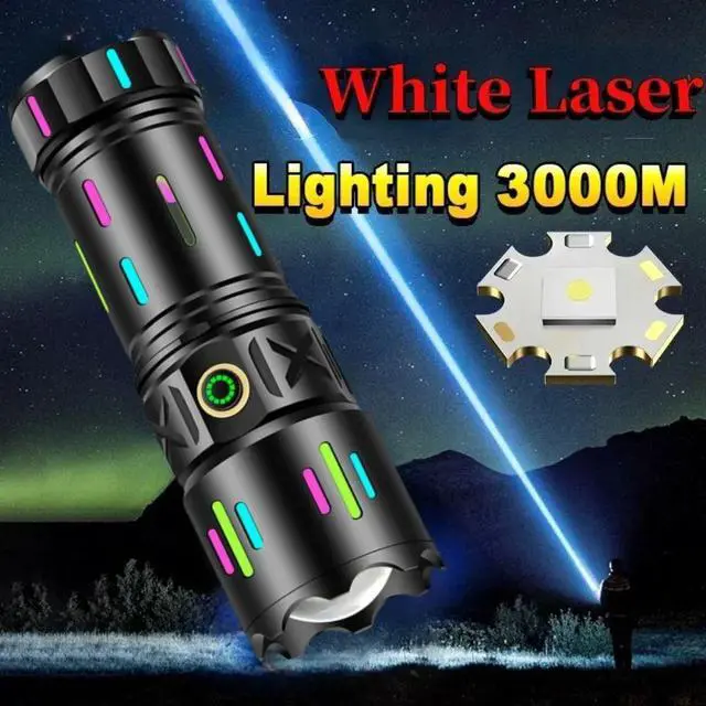 Main image of Newest High Power LED Flashlight White Laser Lamp Beads USB