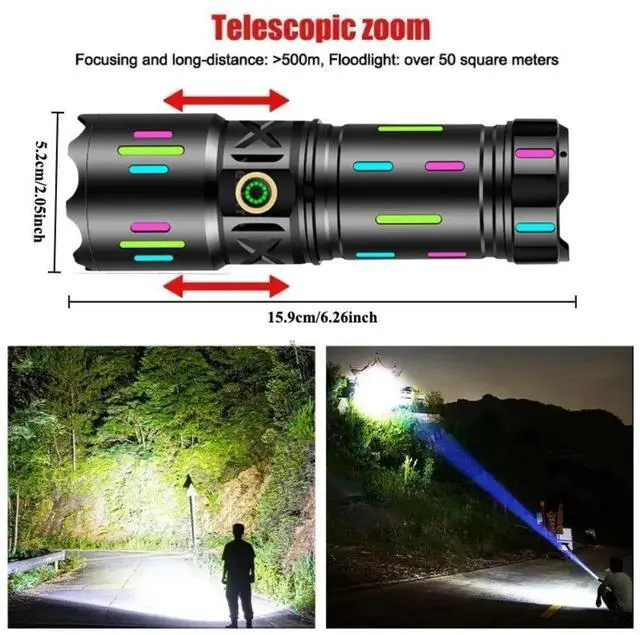 Alt view image 4 of 7 - Newest High Power LED Flashlight White Laser Lamp Beads USB