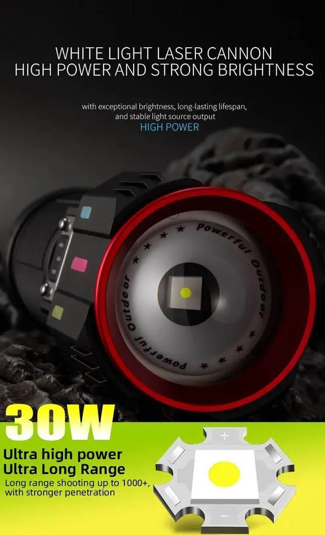 Alt view image 7 of 7 - Strong Flashlight Ultra Bright Laser Outdoor Tactical Zoom L