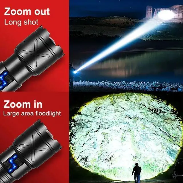 Alt view image 2 of 7 - 1200000LM Powerful White Laser LED Flashlight Zoom Torch wit