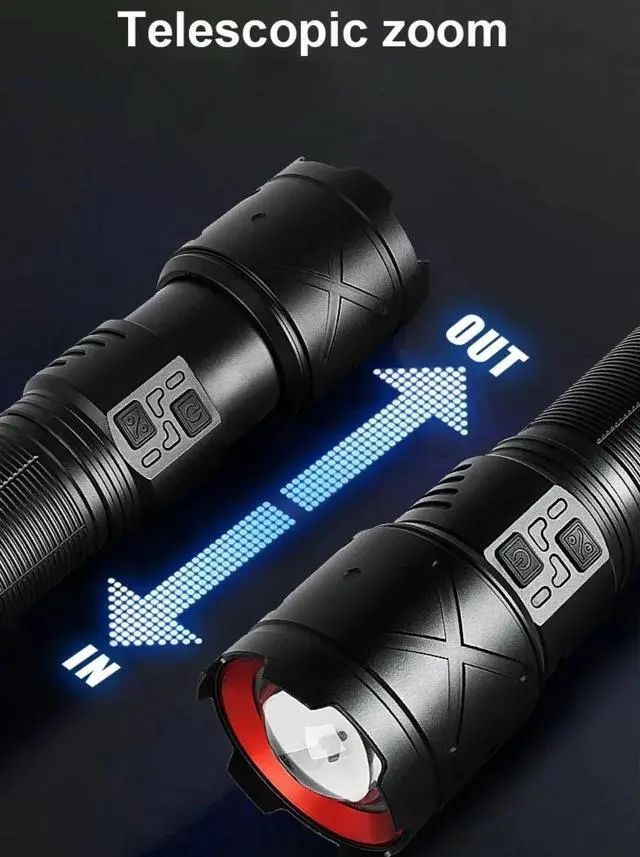 Alt view image 6 of 7 - 1200000LM Powerful White Laser LED Flashlight Zoom Torch wit