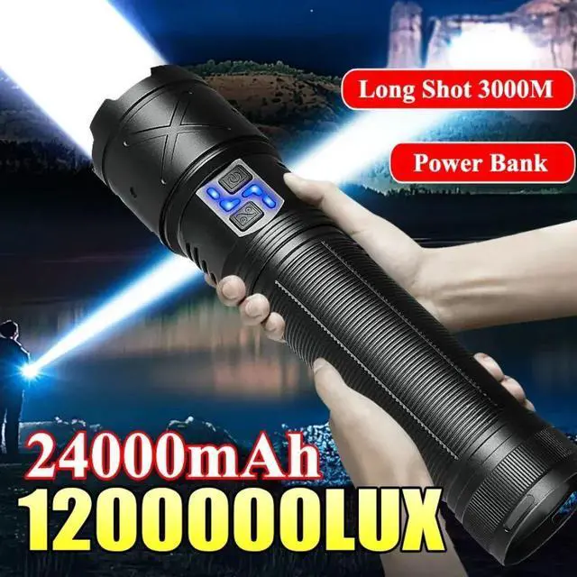 Main image of 1200000LM Powerful White Laser LED Flashlight Zoom Torch wit