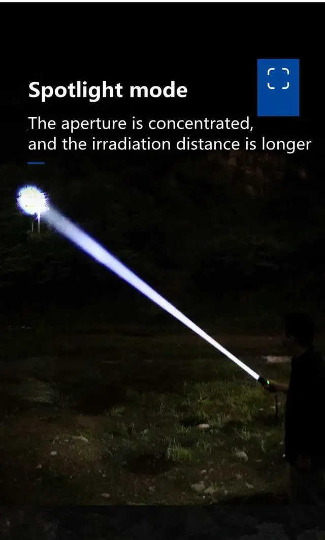 Alt view image 5 of 7 - 50000W White Laser LED Flashlight Super Bright Spotlight Lon