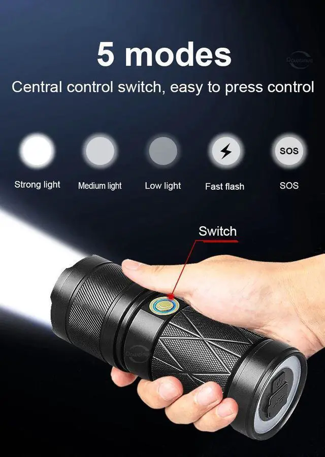 Alt view image 7 of 7 - Super Powerful white laser LED Flashlight Built-in 3*18650 T