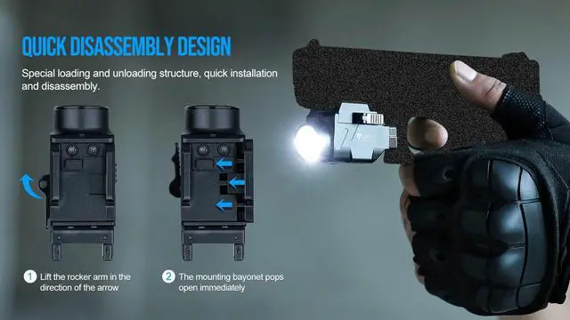 Alt view image 4 of 7 - TrustFire GM23s 800Lumen Pistol Tactical Flashlight Green La