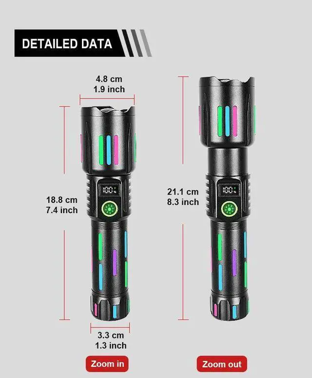 Main image of 800W High Power White Laser Flashlight with Luminous Strips