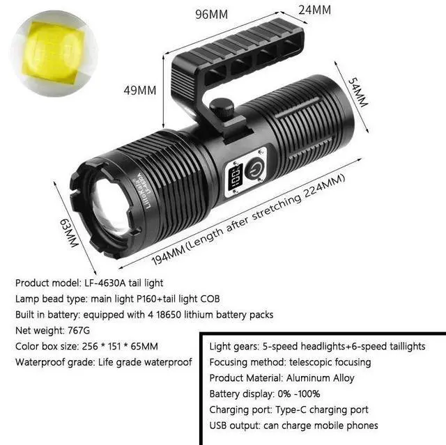 Alt view image 6 of 7 - LiitoKala LF-4630A White laser flashlight, strong light, out
