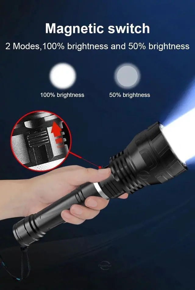 Alt view image 7 of 7 - Most Powrful XHP360 Scuba Diving Flashlight Super Bright Pro