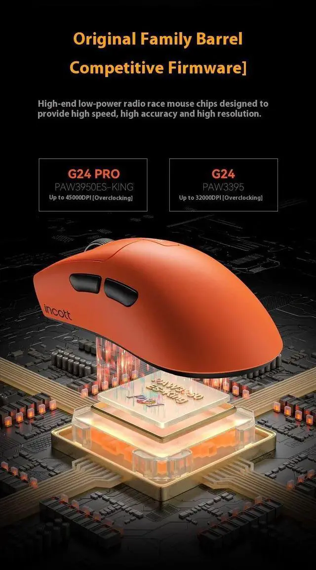 Alt view image 4 of 7 - G24 Pro Dual-Mode Wireless Mouse PAW3950 Sensor 26KDP